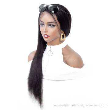Silky Smooth Malaysian Straight Human Hair Extension Wigs 13X4 Transparent Lace Frontal Pre Plucked Hairline For Black Women